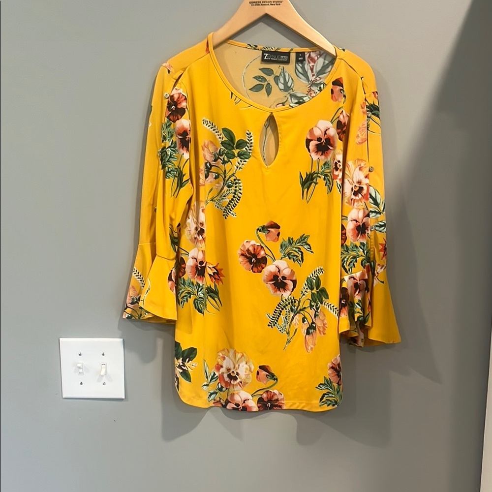 New York & Company Floral 3/4 Sleeve Blouse
